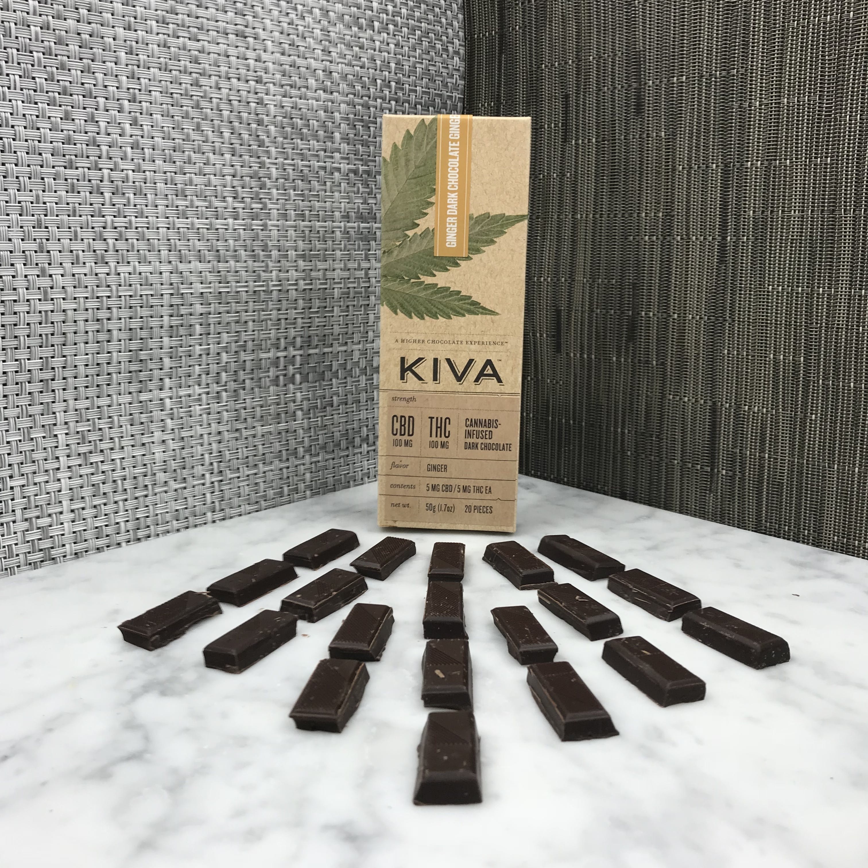 Kiva Confections: Ginger Dark Chocolate Bar 100mg (CBD)