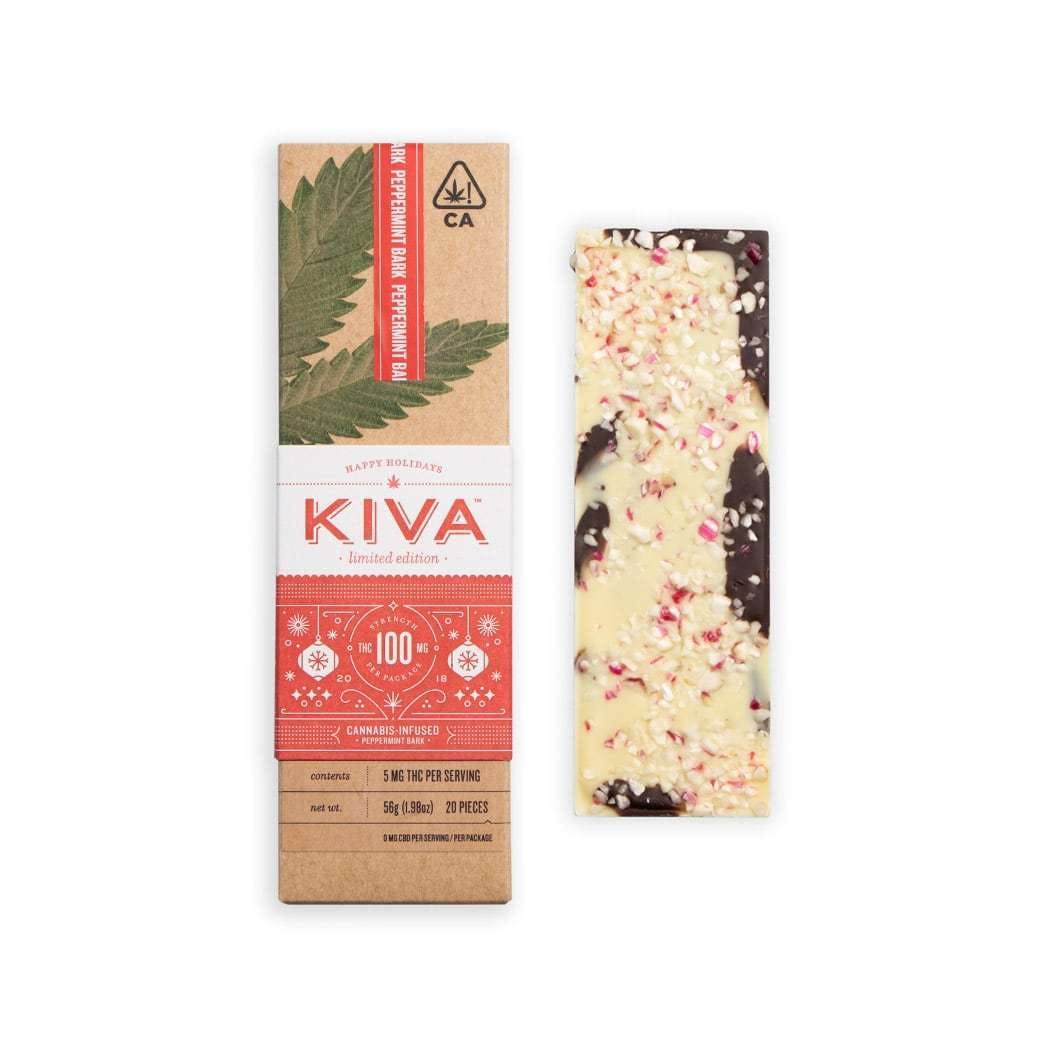 Kiva Confections Peppermint Bark Chocolate Bar