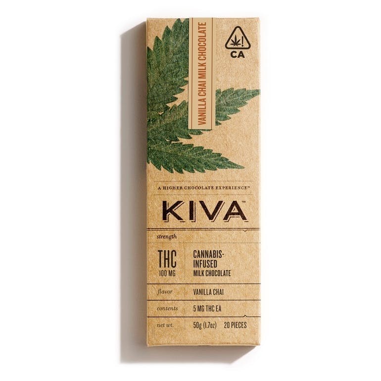 Kiva Confections- Vanilla Chai Chocolate Bar (100mg)