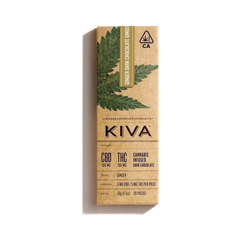 Kiva | Dark Choc. Ginger CBD 100mg