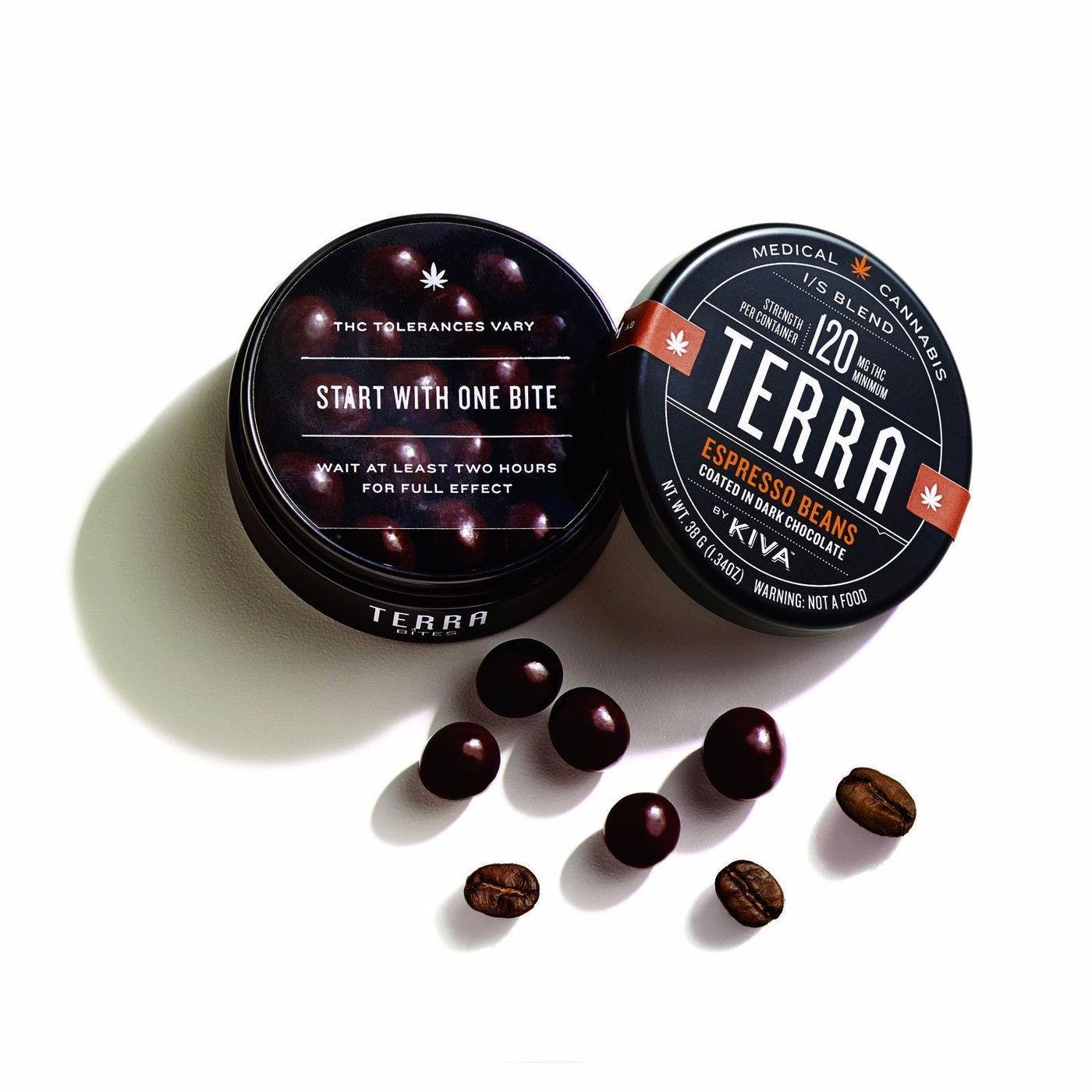 Kiva Dark Chocolate Terra Bites 120mg (Espresso Beans)