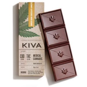 Kiva Ginger Dark Chocolate Bar 100 mg THC:CBD