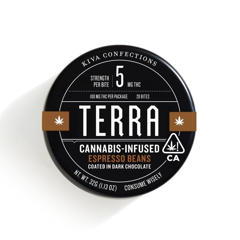 Kiva | Terra Bites Dark Chocolate Espresso Beans 100mg