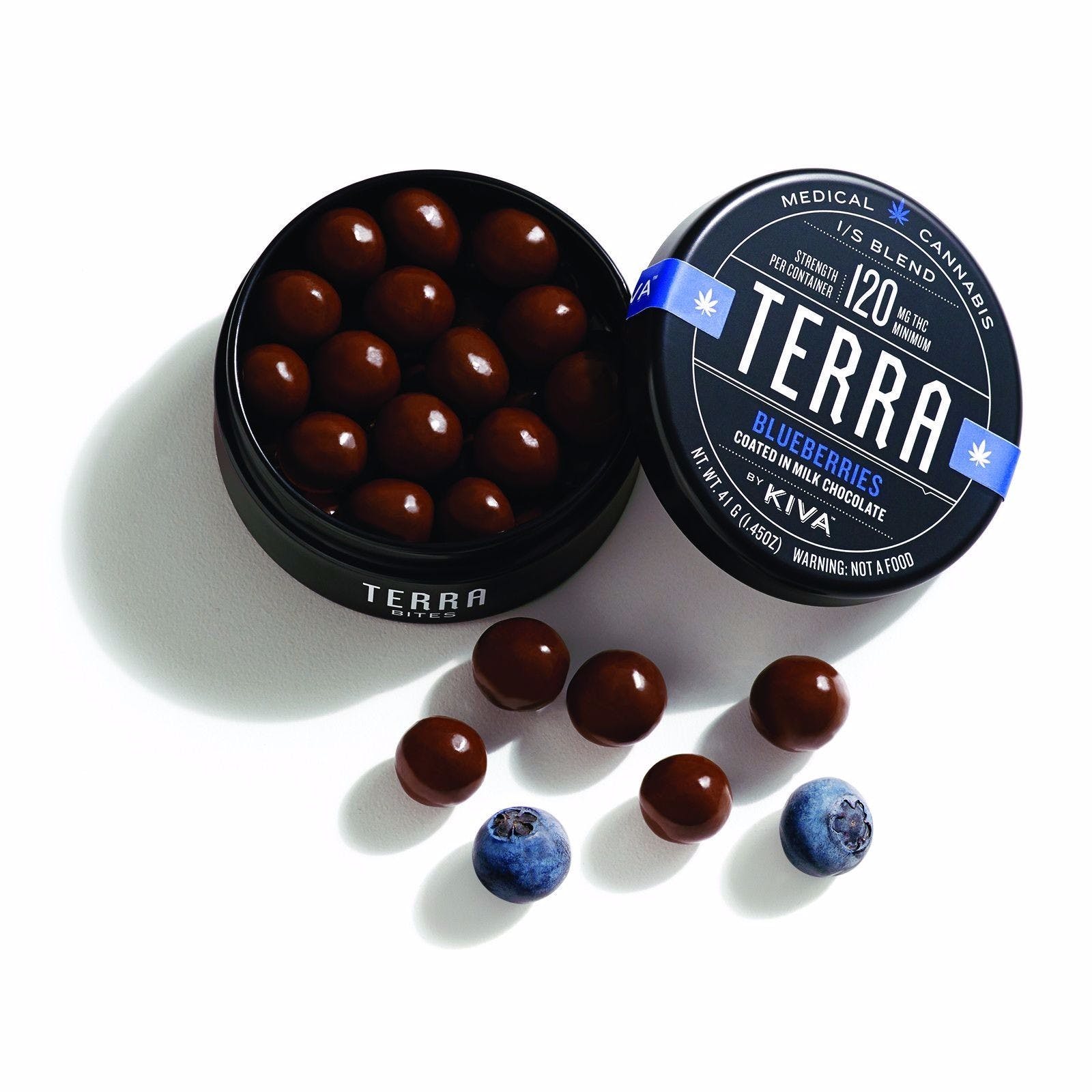 Kiva Terra Bites | Milk Chocolate Covered Blueberries 120mg