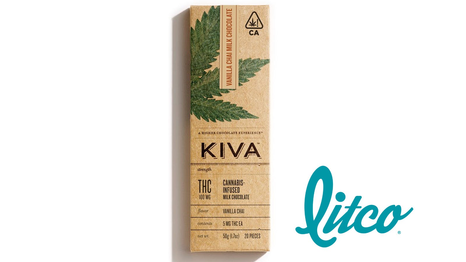 marijuana-dispensaries-lit-co-in-la-kiva-vanilla-chai-milk-chocolate-bar-100mg