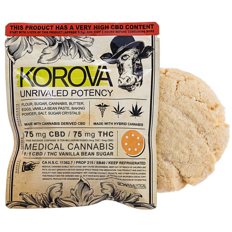 Korova 1:1 Vanilla Bean Cookie 75mg each CBD/THC