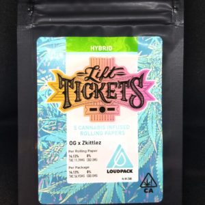Lift Tickets | 5 cannabis infused rolling paper- OG x Zkittles