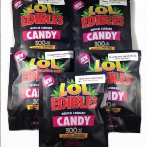 LOL EDIBLES - BLUEBERRY SOUR BELTS - 300MG (2 for $20)