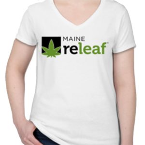 Maine ReLeaf Bella Ladies V-Neck T-Shirt - White