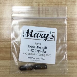 Mary’s Extra Strength 100mg THC Capsules (Sativa)