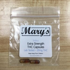 Mary’s Extra Strength 20mg THC Capsules (Indica)