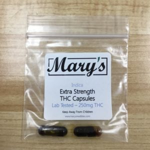 Mary’s Extra Strength 250mg THC Capsules (Indica)