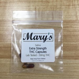 Mary’s Extra Strength 50mg THC Capsules (Sativa)