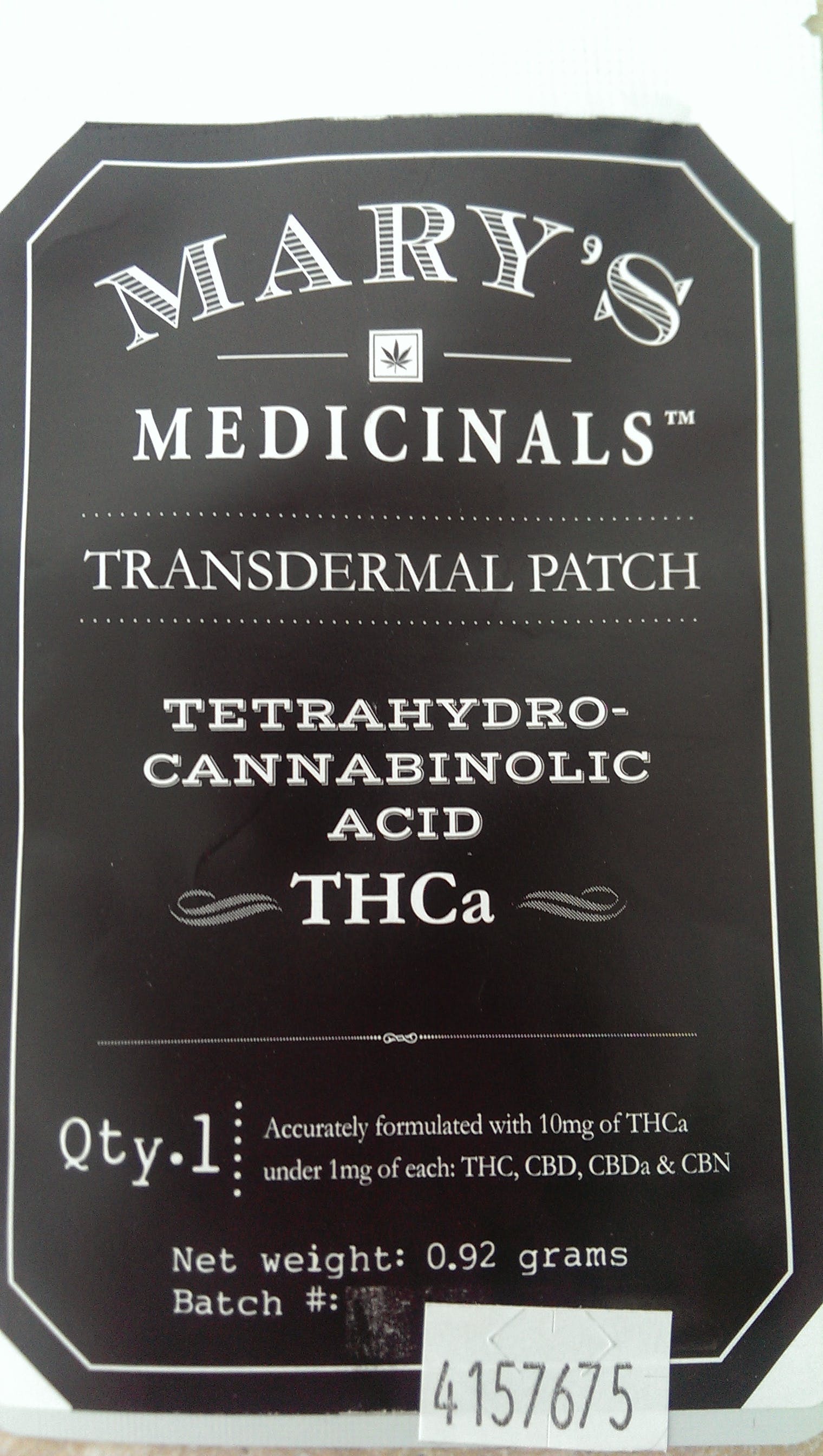 Mary's Medicinal Transdermal Patch - THCA