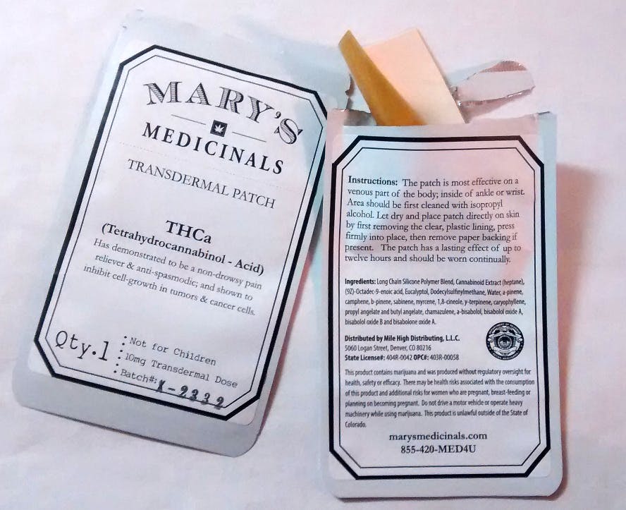 Mary's Medicinals Transdermal Patch THCa 10mg
