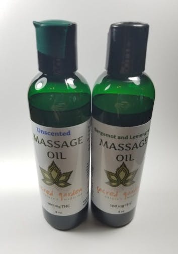topicals-massage-oil-bergamot-and-lemongrass-4oz-100mg-thc