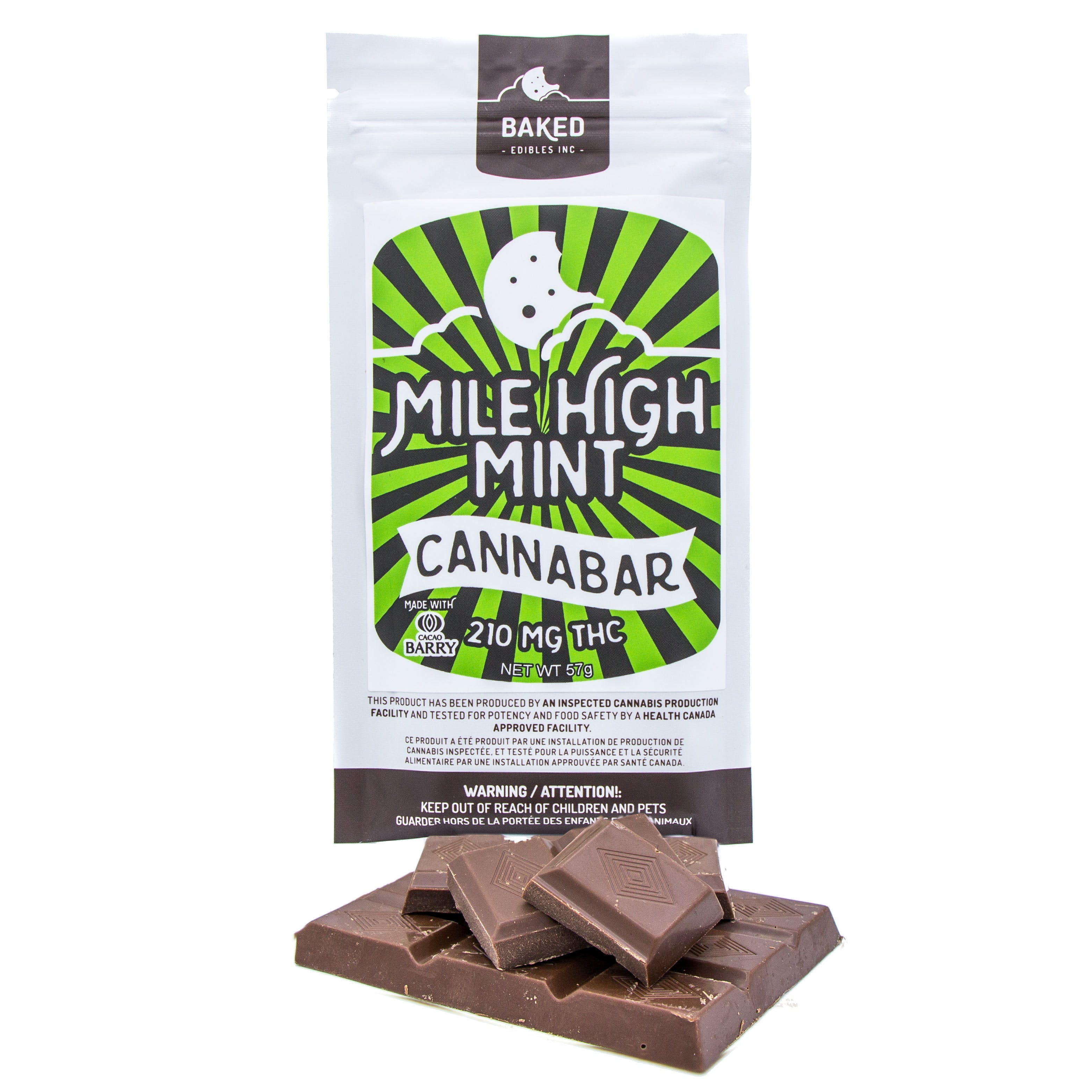 Mile High Mint Chocolate Bar (210 MG THC) by Baked Edibles