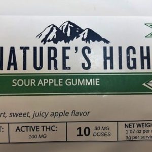 Nature's High 300mg Indica Sour Apple Gummies