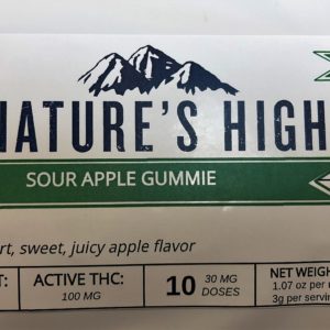 Natures High 300mg Sour Apple Indica Gummies