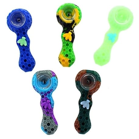 NM0014 Silicone Honeycomb Hand Pipe w/ bowl & tool