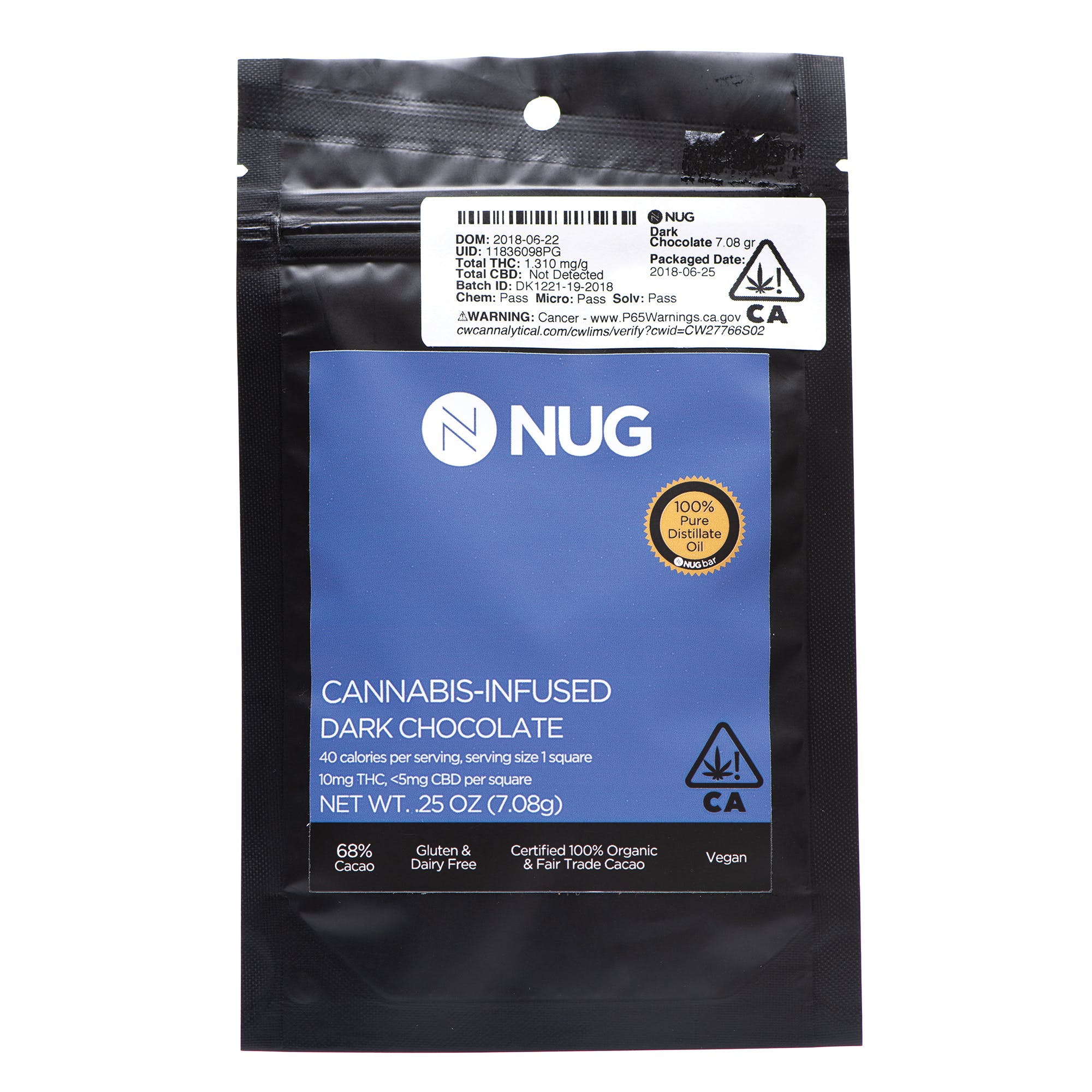 Nug Cannabis Chocolate Dark Chocolate 10mg