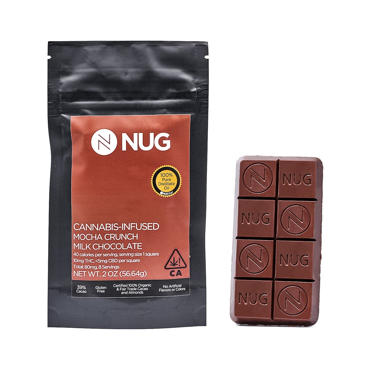 NUG Chocolate Bar - Mocha Crunch 80mg