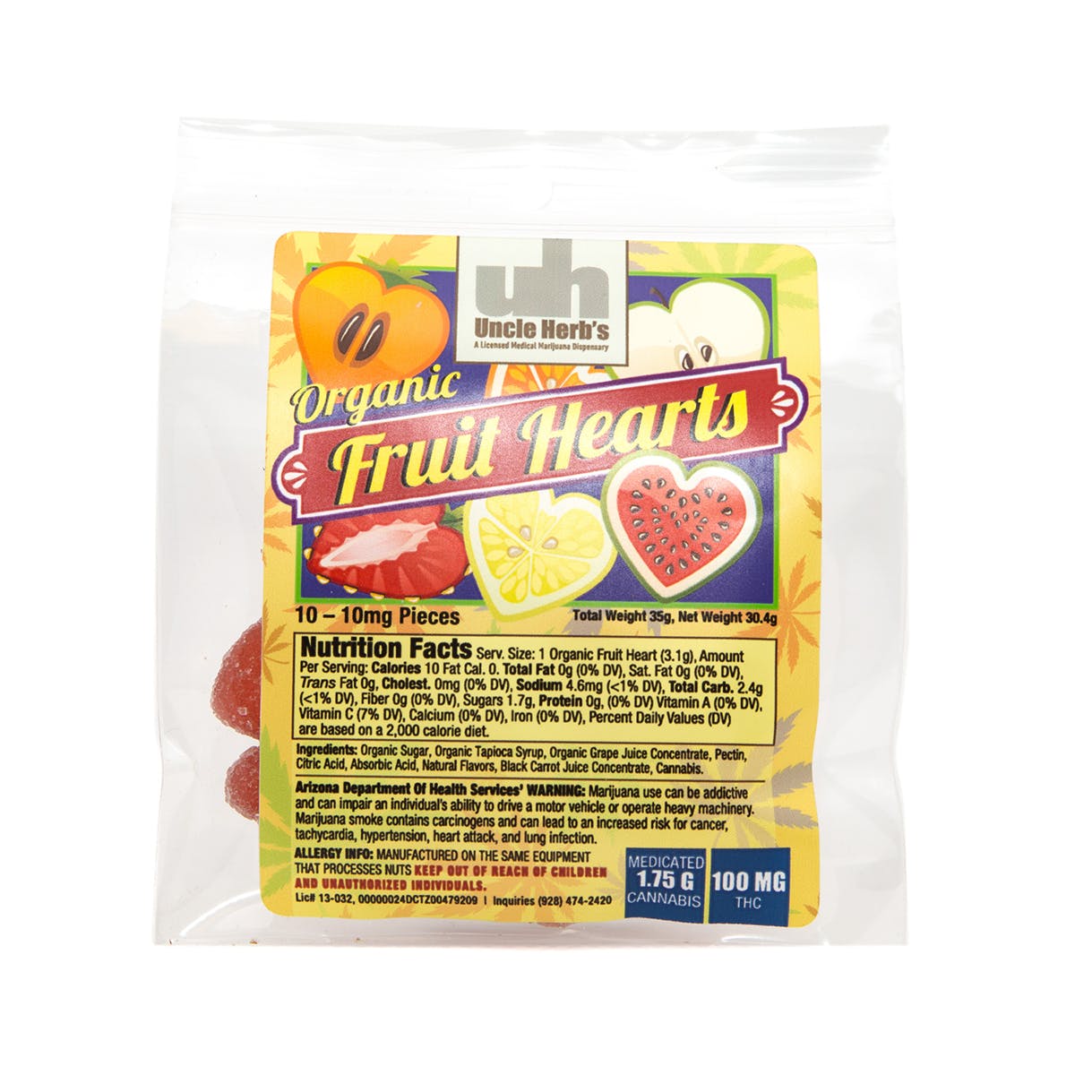 Organic Fruit Hearts 100mg