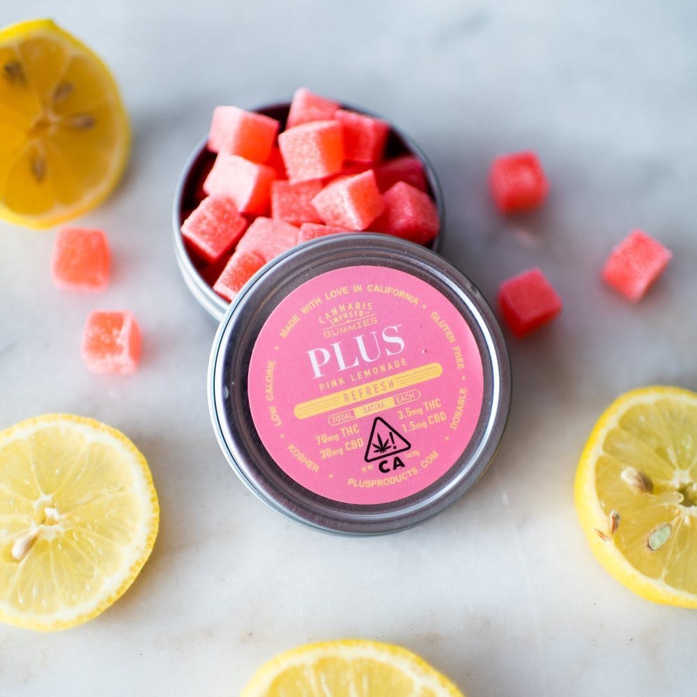 Plus Gummies: Pink Lemonade 100mg (Sativa) (Medicinal/Recreational)