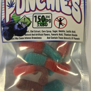 Punchies - Blueberry Sour Gummy Worms 150MG