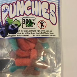 Punchies - Blueberry Sour Gummy Worms 300MG