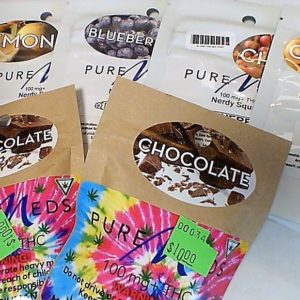 PURE MEDS 100MG EDIBLES (NERDY SQUARES / CHOCOLATE)