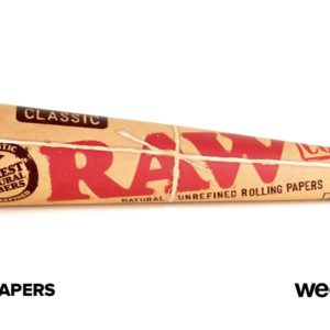 RAW - Organic Hemp Rolling Papers 'Classic CONE 1 1/4" 3per pk