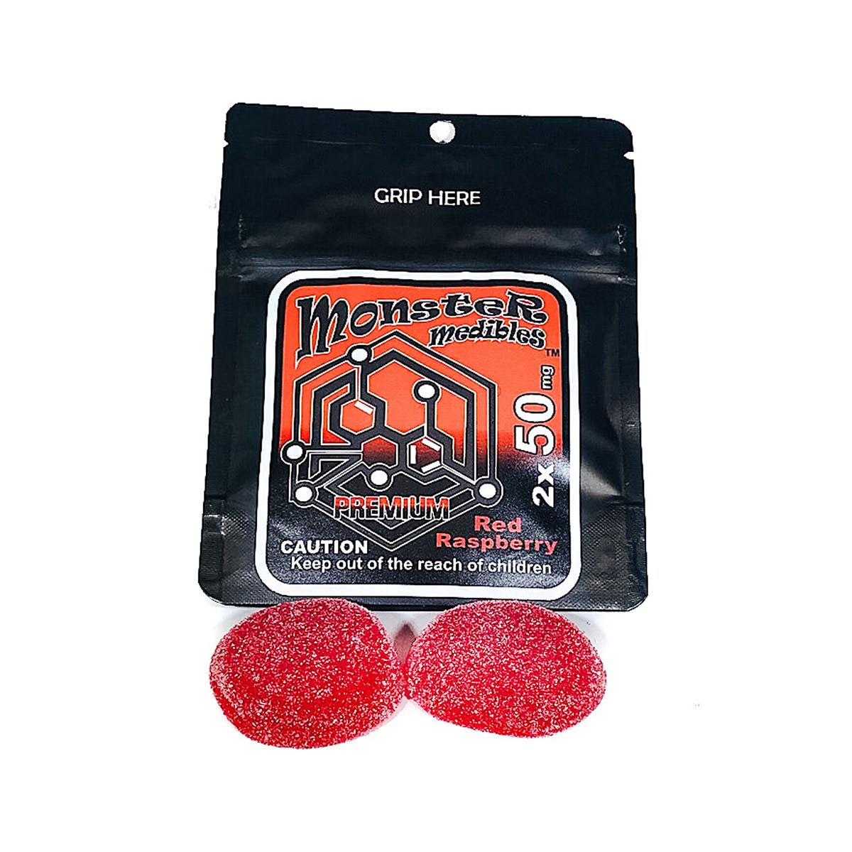 edible-monster-medibles-red-raspberry-gummy-2x-50mg