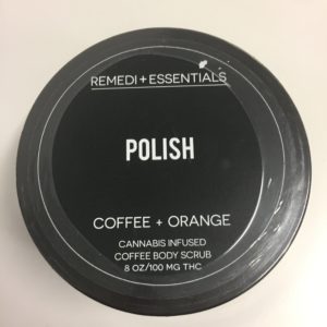 Remedi Essentials Polish Coffee + Orange cannabis infused coffee body scrub.