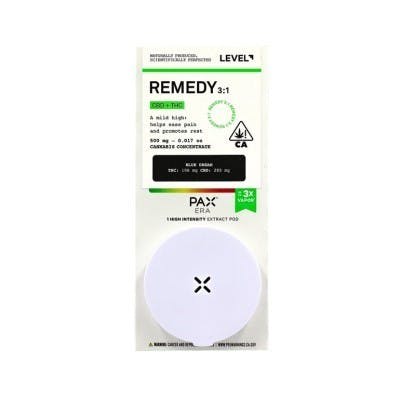 Remedy 3:1 CBD PAX Pod Cartridge 0.5g by Level (100mgTHC/300mgCBD)