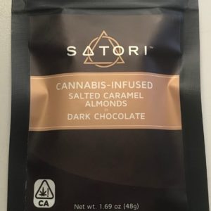 SATORI CANNABIS INFUSED SALTED CARAMEL ALMONDS IN DARK CHOCOLATE