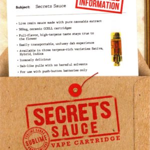 Secret Sauce Sativa Cartridge Sublime