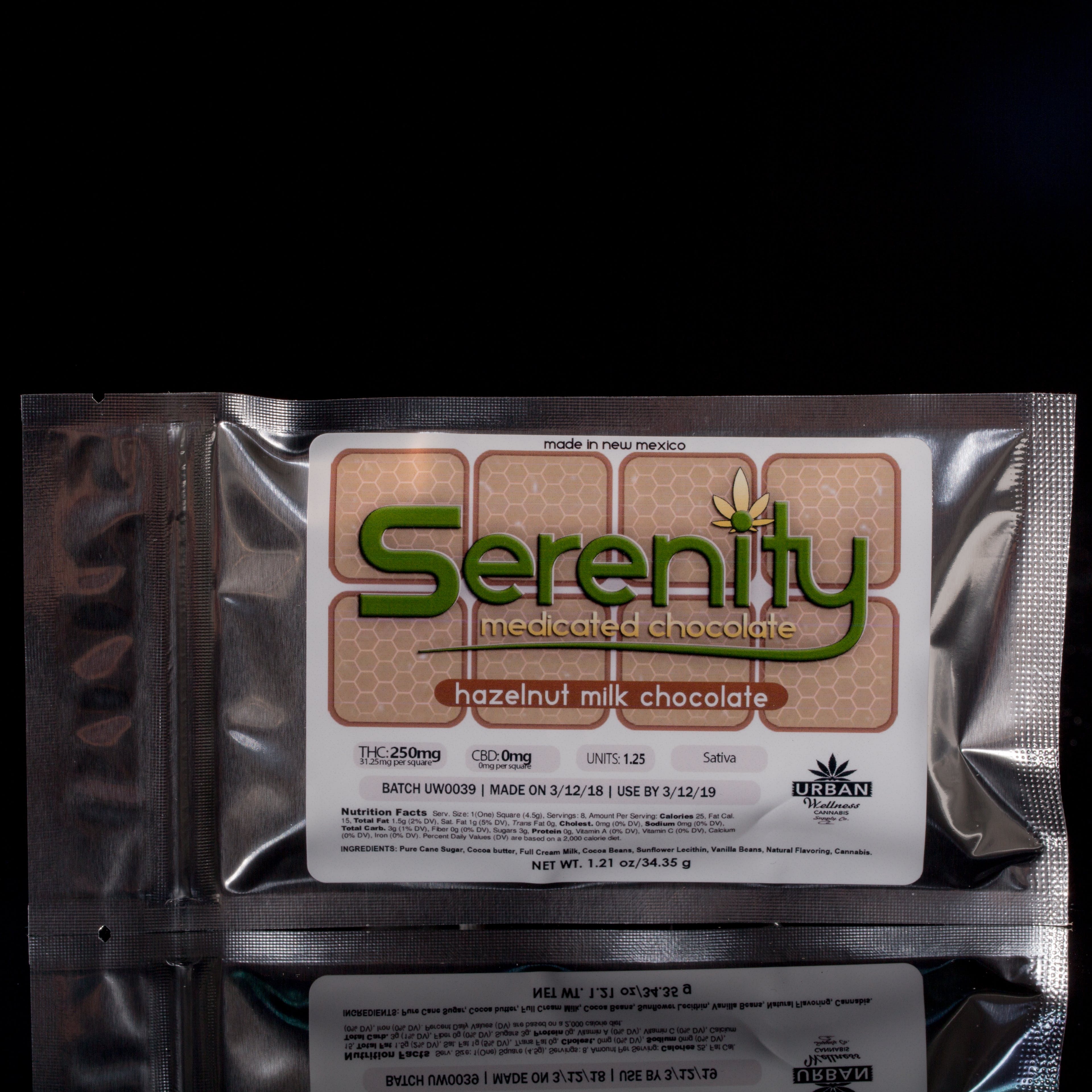 Serenity Chocolate Bar- Dark Chocolate Sleep Bar (250mg) Indica