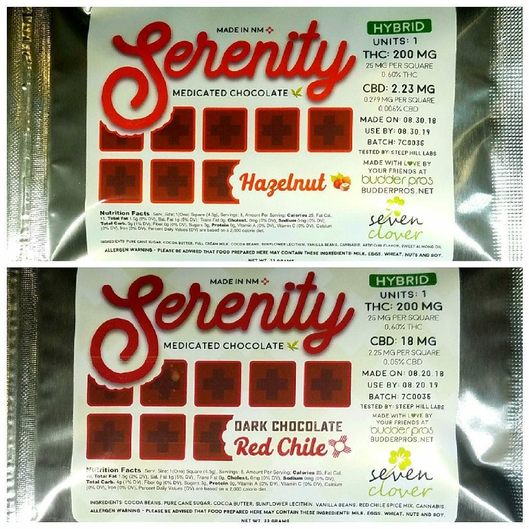 Serenity Red Chile Bar 100 mg THC/ 100 mg CBD