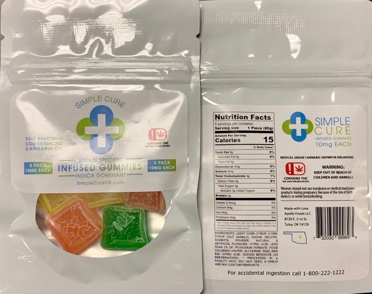 edible-simple-cure-indica-gummies-5pk-10mg-each-taxes-included