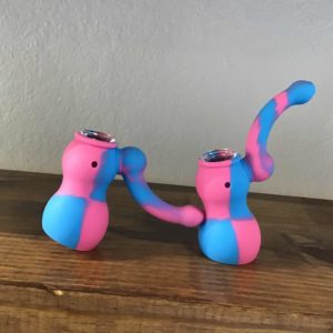 Small 2 Part Silicone Sherlock Bubbler Blue/pink