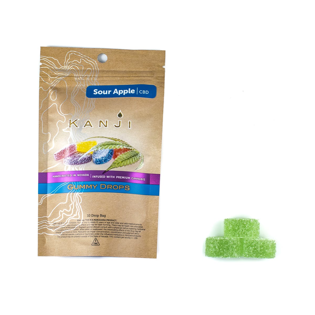 Sour Apple Gummy Drops - CBD 300mg
