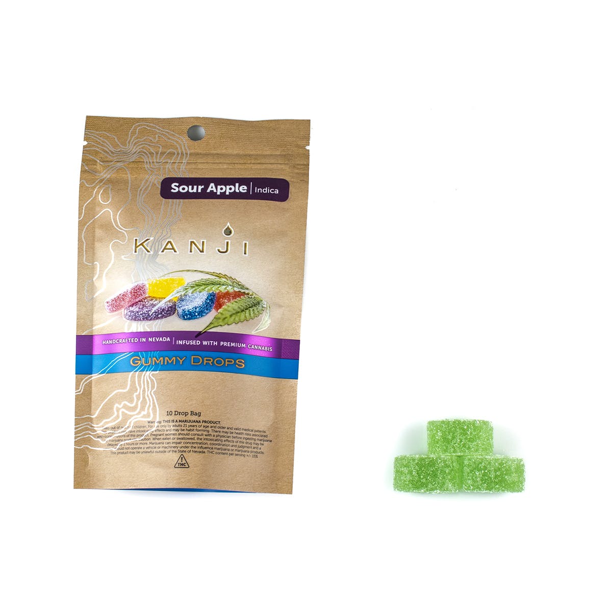 Sour Apple Gummy Drops - Indica 100mg