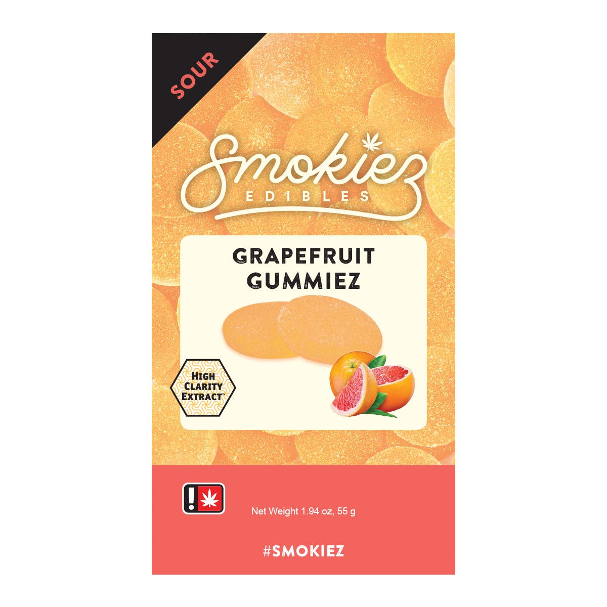 Sour Grapefruit Gummiez, 50 mg