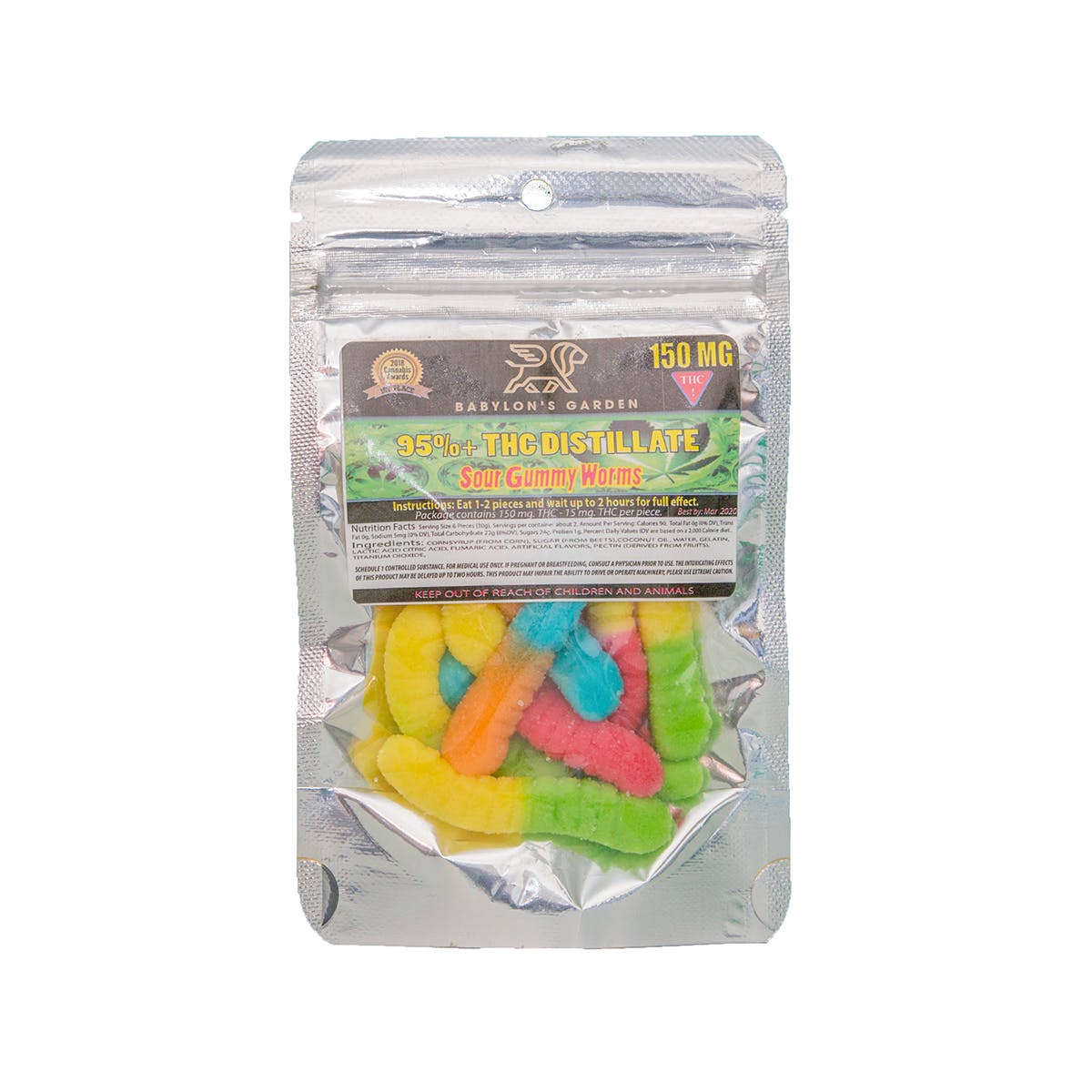 Sour Gummy Worms - 150mg
