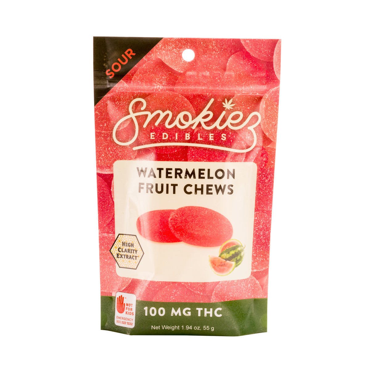 Sour Watermelon Fruit Chews, 100mg