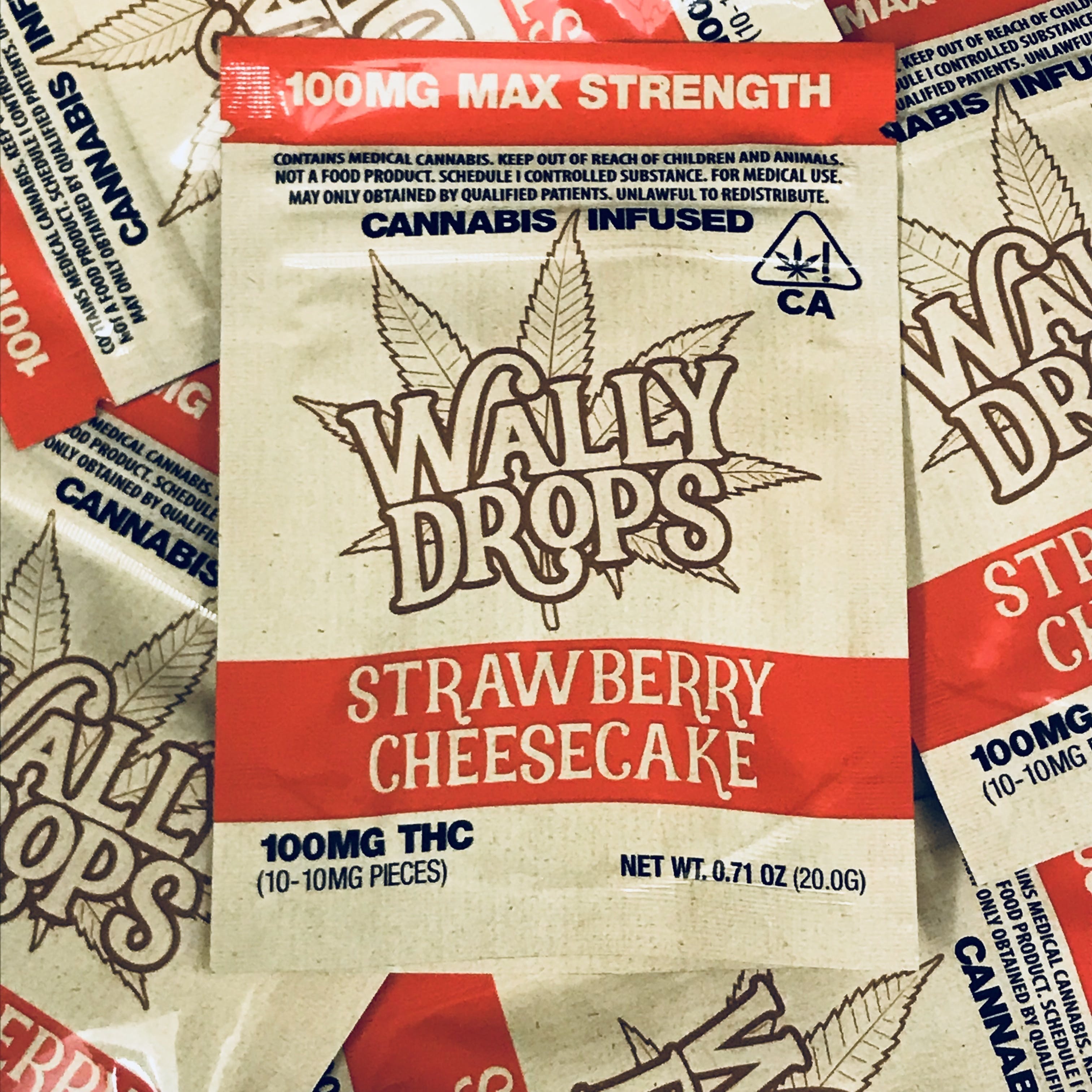 Strawberry Cheesecake - Wally Drops 100mg THC (10mg per Piece)
