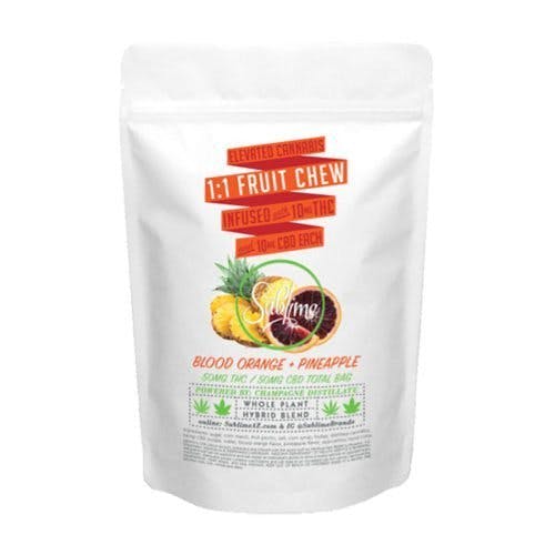 Sublime Blood Orange Pineapple 1:1 THC/CBD Fruit Chews 100mg