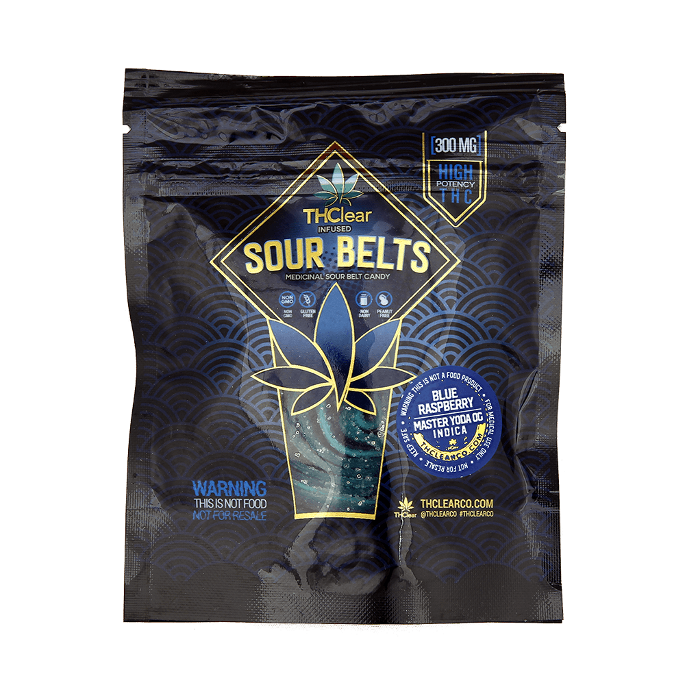 THC Clear Sour Belts- Blueberry 300MG