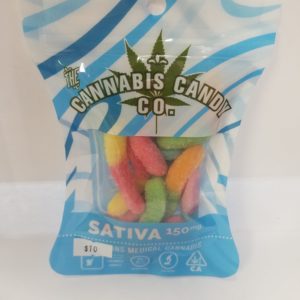 The Cannabis Candy Co: Sour Gummy Worms 150mg (Sativa)